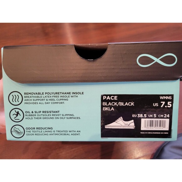 Infinity Work Shoes Womens 7.5 Pace Black Slip Resistant Nurse Restaurant - Picture 9 of 9